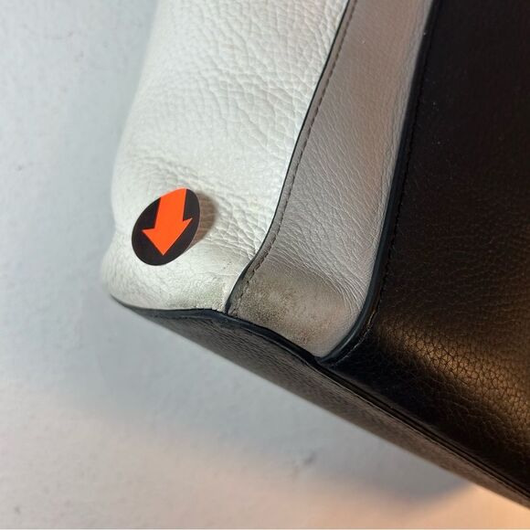 Gemma Large Tri-Color Pebbled Leather Tote black white grey laptop purse bag - Picture 12 of 16